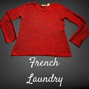 French Laundry Knit Sweater Red Sparkle Medium